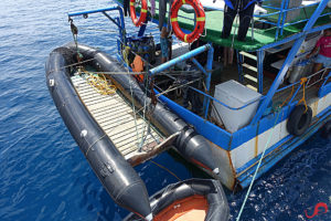 Maria Patricia's non-working dive skiff © Sten Johansson